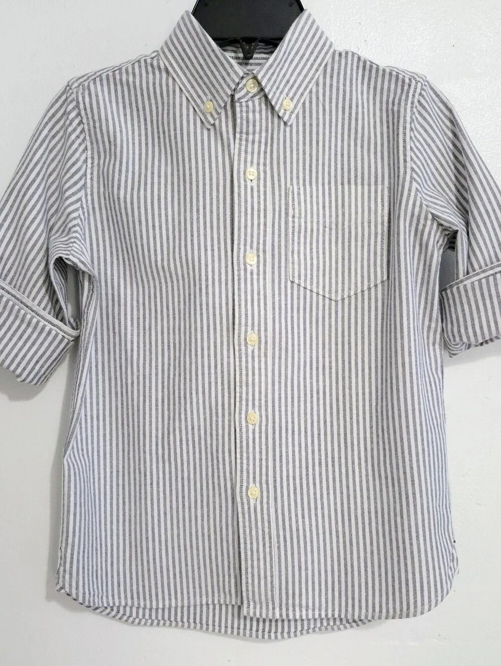 GAP Kids Boys Striped Button Down Oxford Shirt Size S (6-7) Blue White Cotton